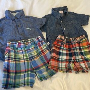 Two 12 month plaid sets